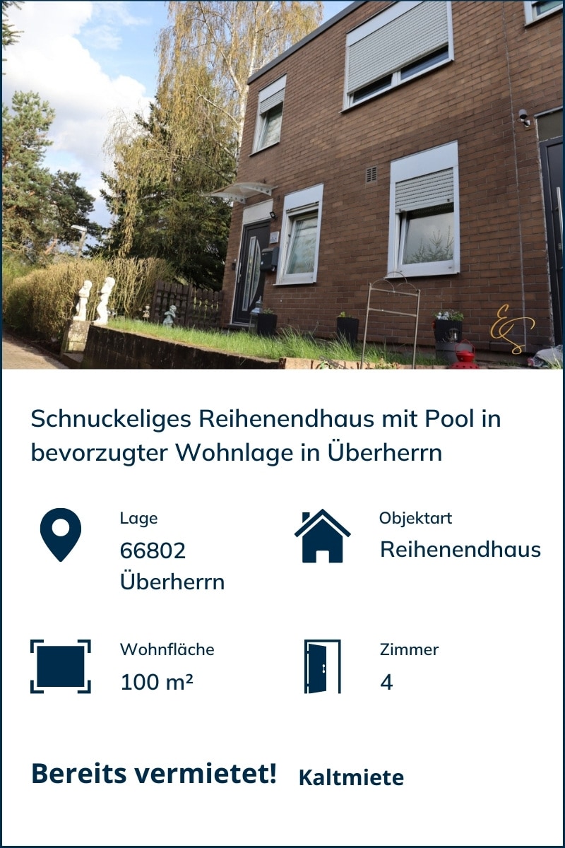 Immobilienmakler Saarlouis-Schnuckeliges Reihenendhaus mit Pool in bevorzugter Wohnlage in Ueberherrn